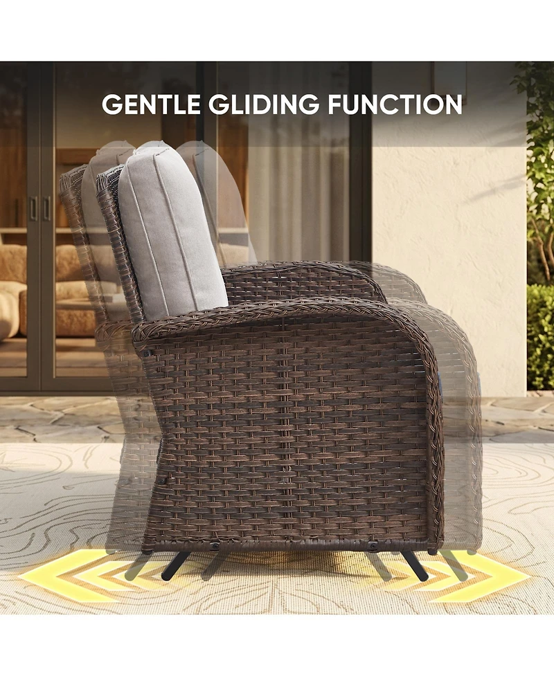 Bellefurn 8-Piece All-Weather Outdoor Wicker Family Conversation Set with Glider Loveseat, Arm Chairs, Swivel Rocking Chairs and Tables