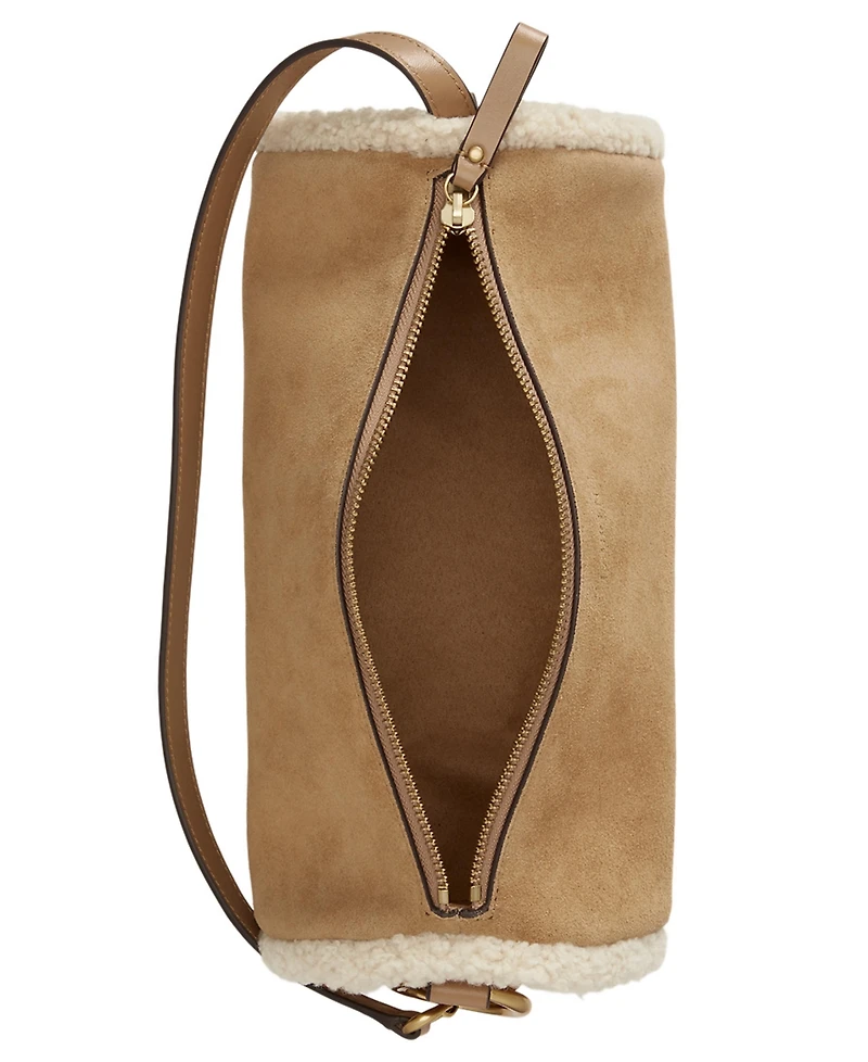 Lauren Ralph Lauren Shearling-Trim Small Blaike Barrel Bag