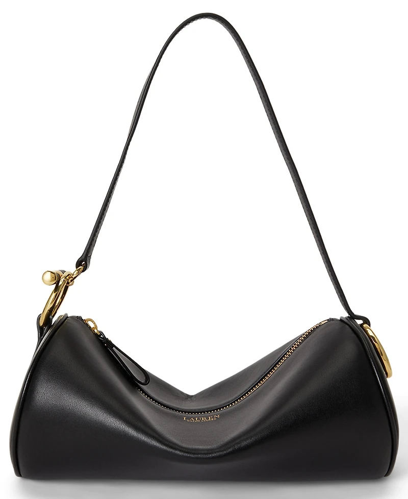 Lauren Ralph Nappa Leather Small Blaike Barrel Handbag