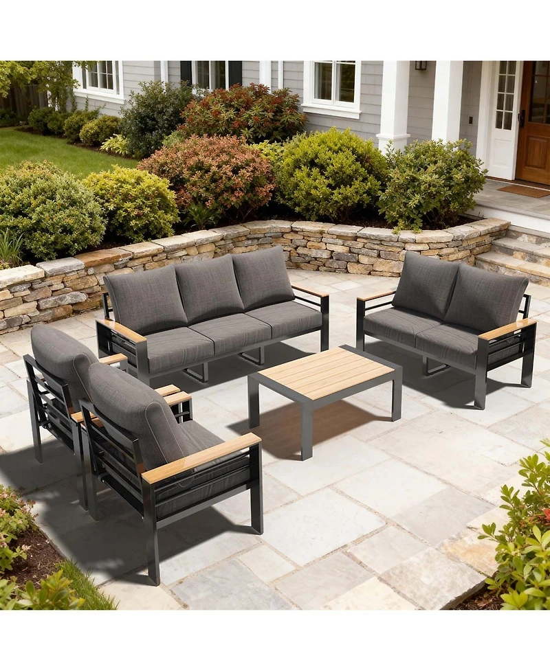 Aoxun 5-Piece Modern Patio Sofa Set C Relax Style Outdoors