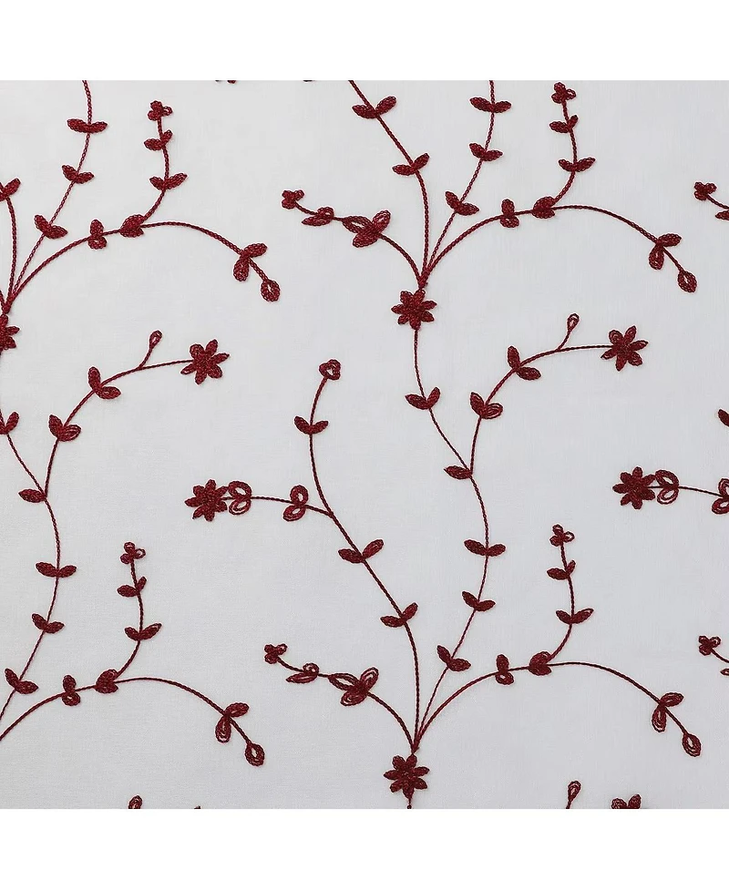 Kate Aurora Gloria Embroidered 6 Piece Rod Pocket Coordinating Sheer Window Curtain Panels