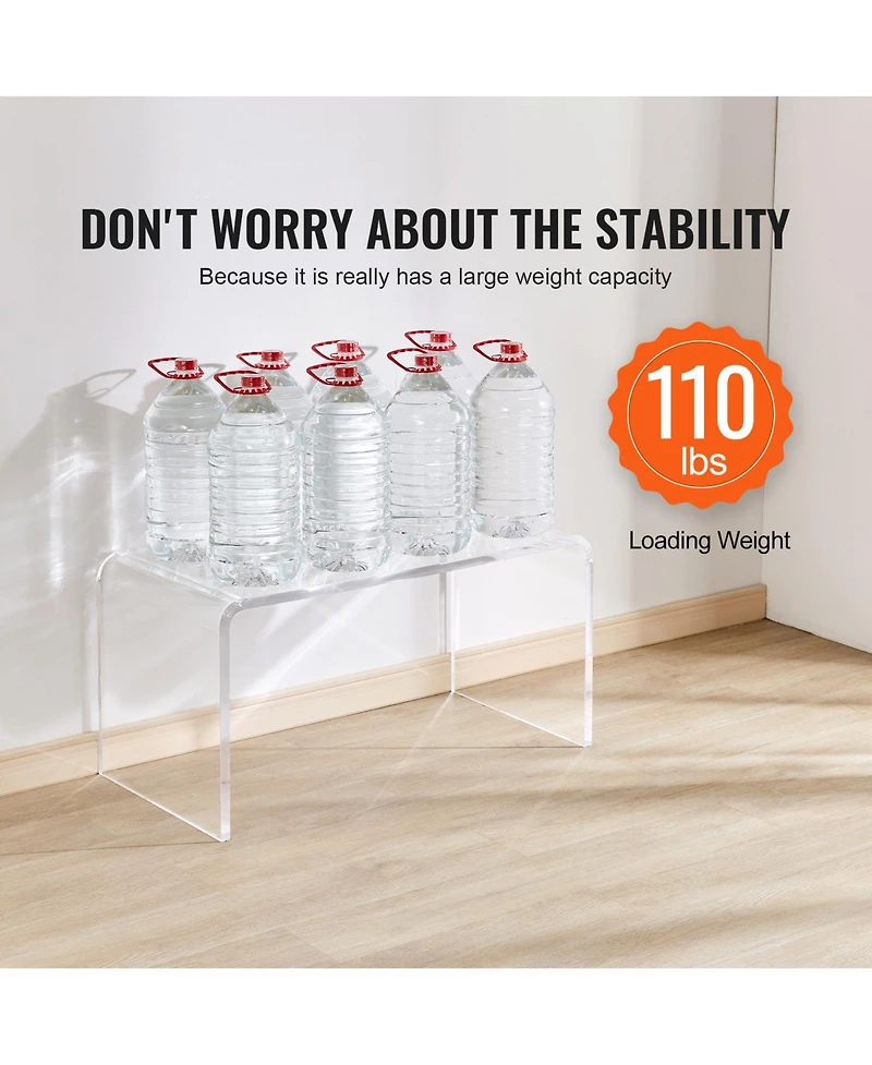 Sugift C-Shaped Clear Acrylic Coffee Table Side Table 32 x 15.8 x 16.3 in for Living Room Terrace