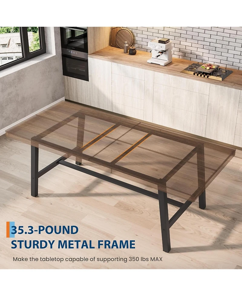 gaomon 86-Inch Industrial Rectangular Dining Table for 8-10 People, Extra Long Kitchen Table with Robust Metal Frame