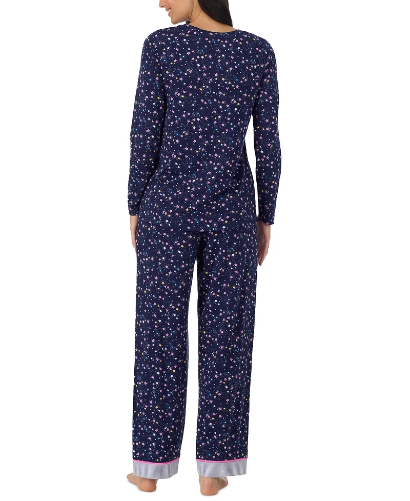 Cuddl Duds Women's Long-Sleeve Crewneck Print Pajama Set