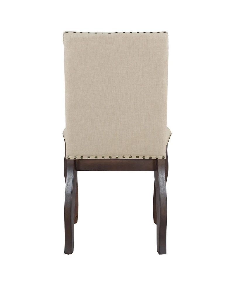 Flynama Set of 2 Upholstered with Rubber Wood Frame, Nailhead Trim Dining Chairs