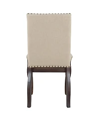 Flynama Set of 2 Upholstered with Rubber Wood Frame, Nailhead Trim Dining Chairs