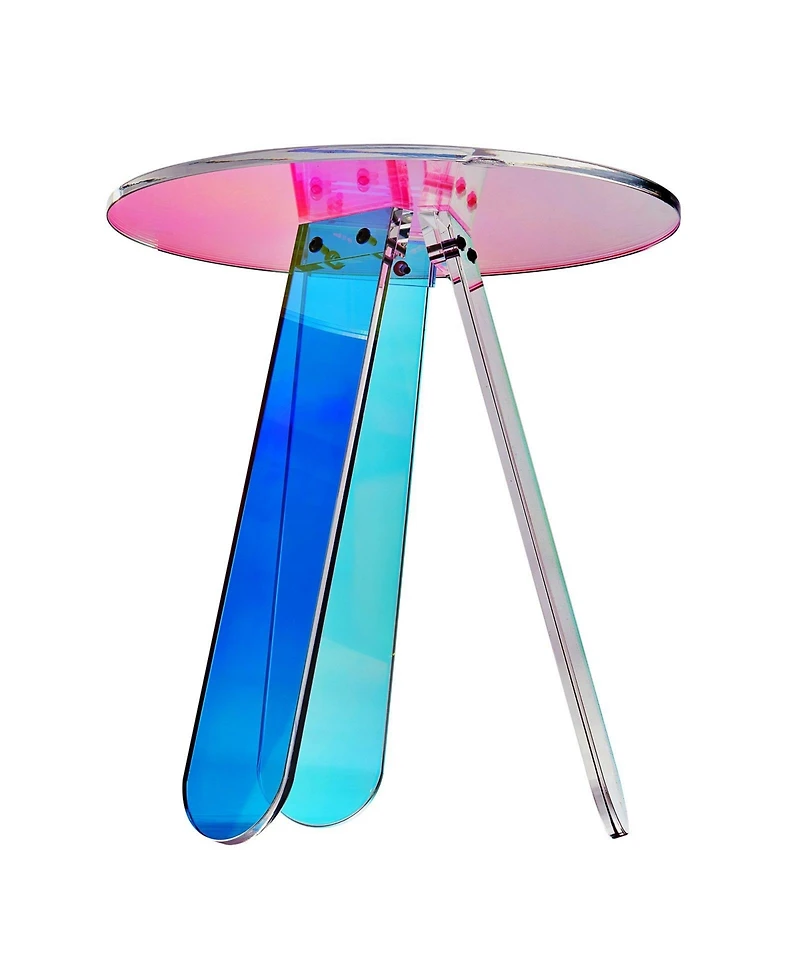 Slickblue Iridescent Acrylic Side Table with Round Top for Living Room
