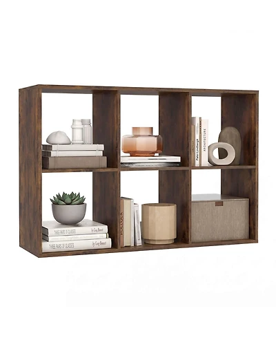 Costway 6-Cube Bookshelf, Modern Cubby Bookcase with Back Guardrail and Anti-tipping Kits