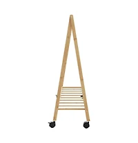 vidaXL Clothes Rack with Shelves and Wheels 41.7"x13.4"x41.9" Bamboo