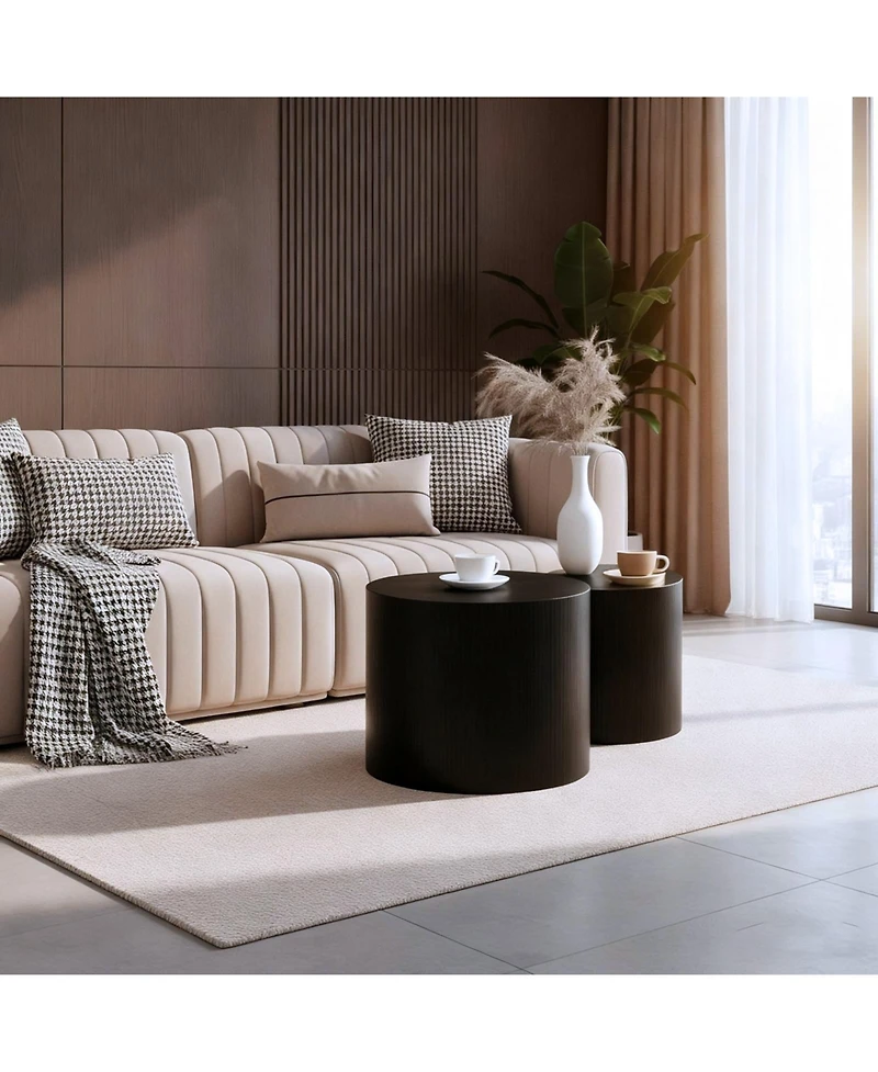 Flynama Set of 2 Matte Nesting Coffee Tables with Non-Slip Feet