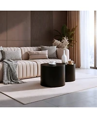 Flynama Set of 2 Matte Nesting Coffee Tables with Non-Slip Feet