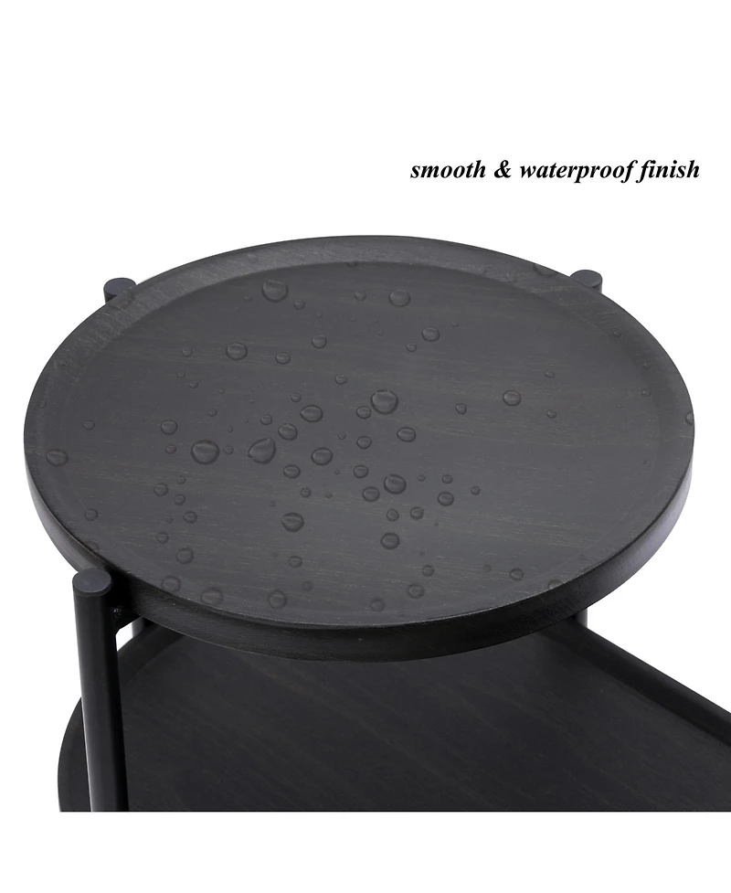 Flynama 2-Tier Round, Oval Side Table, Metal Frame