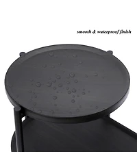 Flynama 2-Tier Round, Oval Side Table, Metal Frame