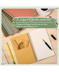 Danrong 2 Subject Spiral Notebooks College Ruled 100 Sheets Durable Pocket Divider Bulk for Office School Home