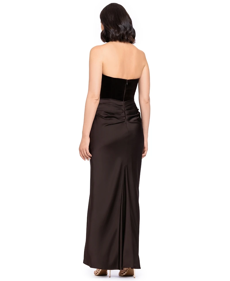 Betsy & Adam Women's Strapless Velvet Corset Dress