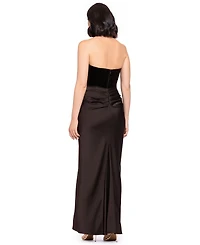 Betsy & Adam Women's Strapless Velvet Corset Dress