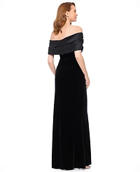 Betsy & Adam Women's Velvet Off-the-Shoulder Dress