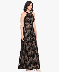 Betsy & Adam Women's Sequined Soutache Halter Gown