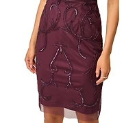 Adrianna Papell Women's Beaded Short-Sleeve Sheath Dress