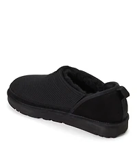Dearfoams Women's Fireside by Sport Knit And Suede Slip On Shoetie Water Repellent Slippers