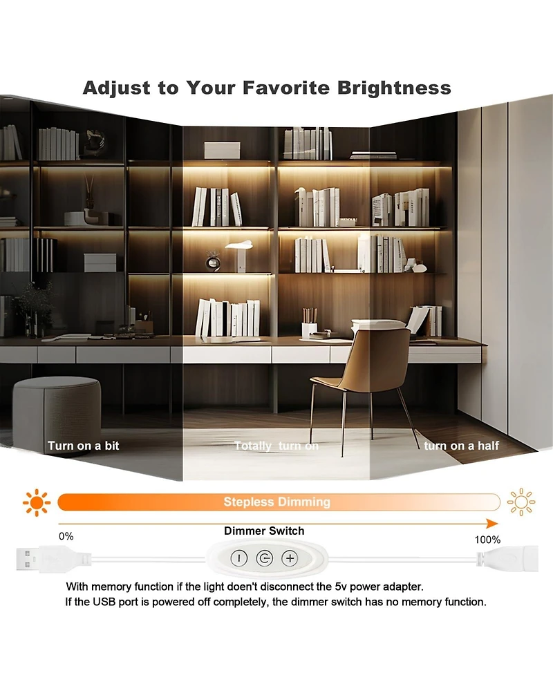 Lofree Dimmable Usb Cob Led Strip Lights Flexible Cuttable Task Lighting for Diy Projects