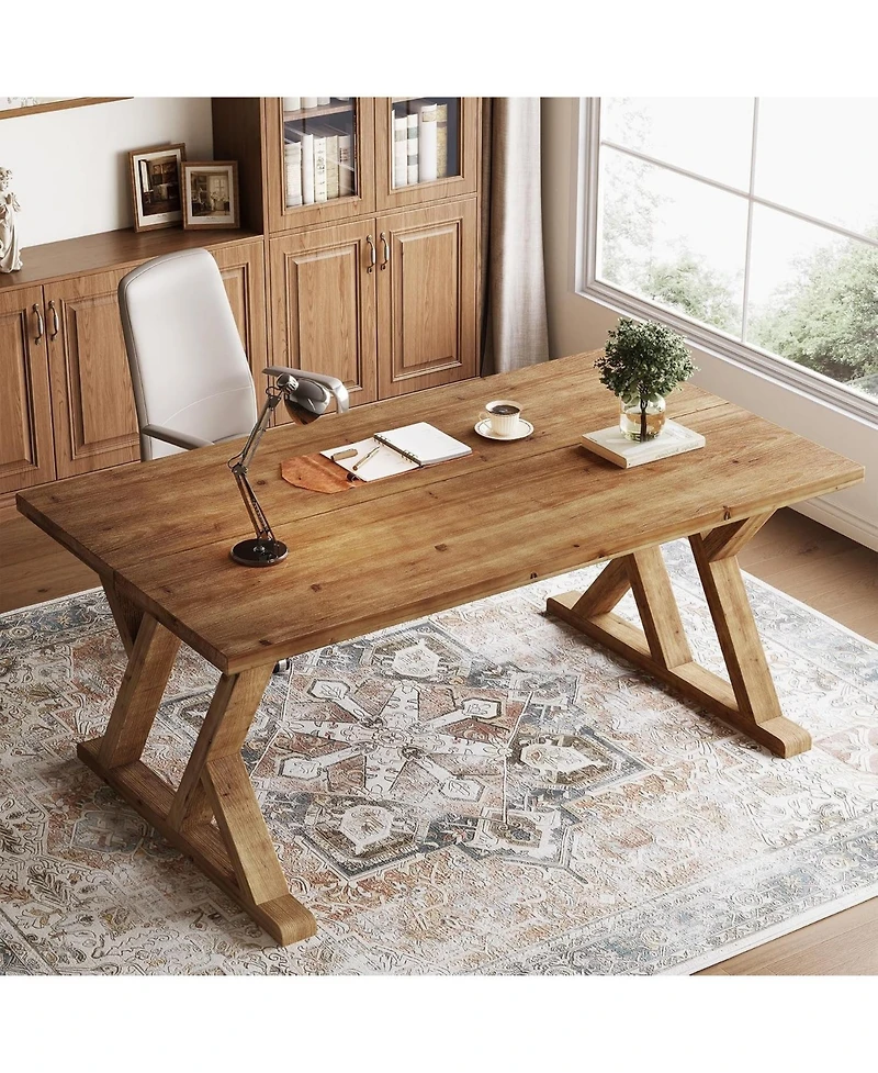 Tribesigns 63" Solid Wood Executive Desk,Computer Desk,Writing Table