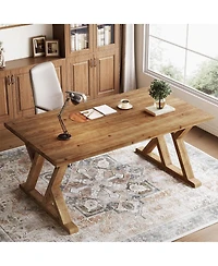 Tribesigns 63" Solid Wood Executive Desk,Computer Desk,Writing Table