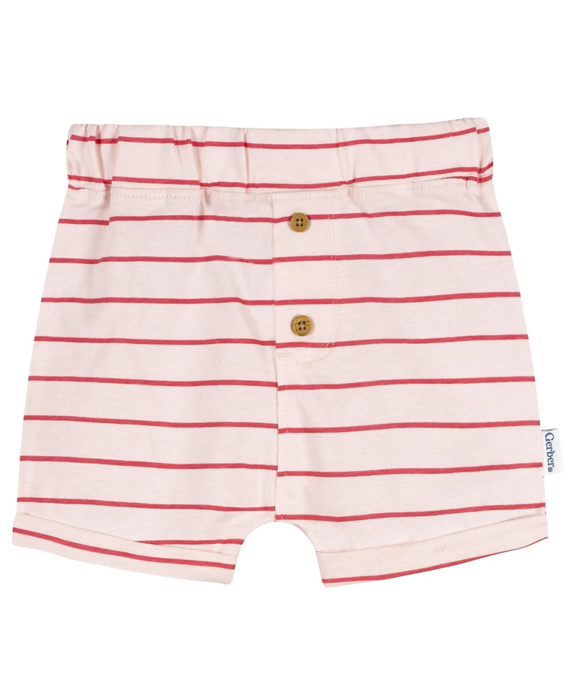 Gerber Baby Girls 3-Pack Shorts, Coral, 0-3 Months