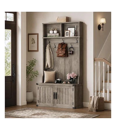 Extra Large 40" Entryway Hall Tree with Bench and Shoe Storage