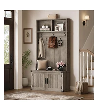 Extra Large 40" Entryway Hall Tree with Bench and Shoe Storage