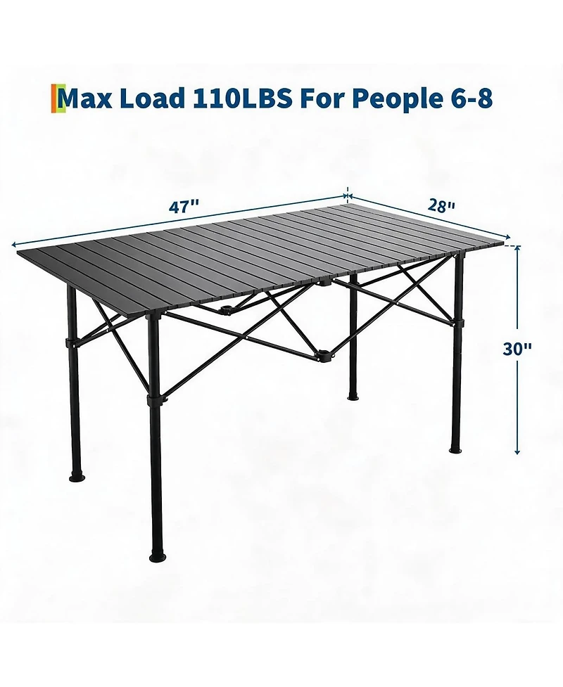 Portable Folding Aluminum Camping Table with X-Frame, Heat Resistant and Easy Clean