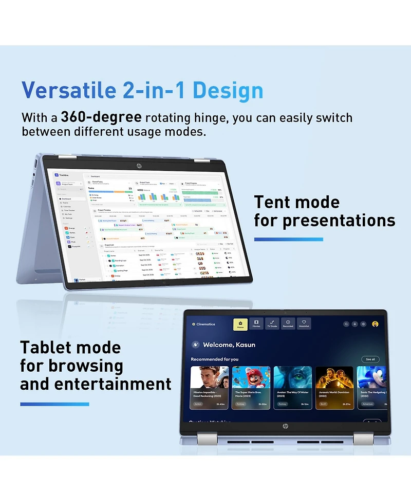 Hp Essential 14" Hd Touchscreen 2-in-1 Laptop, Intel N-Series N100, Intel Uhd Graphics, 4GB Ram, 64GB eMMC, Wi-Fi 6, Chrome Os, Blue