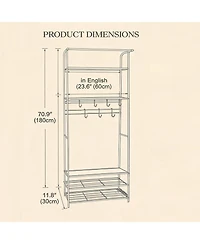 Hall Tree with Shoe Bench, Coat Rack with Storage, Hooks, Entryway Organizer for Hallway Bedroom Office