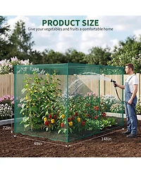 Medium/Large Garden Crop Cage with Steel Frame and Zippered Door, 4mm Tear-Resistant Mesh Plant Protection Tent for Vegetables Flowers Outdoor, Green