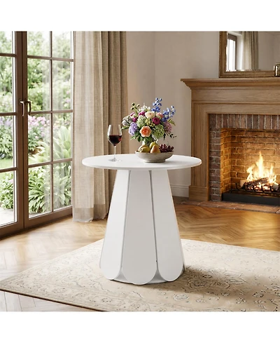 31.5" Round Farmhouse Dining Table with Pedestal Base