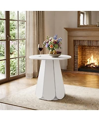 31.5" Round Farmhouse Dining Table with Pedestal Base