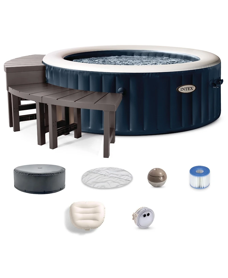 Intex PureSpa Plus Portable Inflatable Jet Spa and Medium PureSpa Benches (2 Pack)