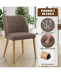 Set of 2 Modern Armless Upholstered Dining Chairs, Fabric Seating with Backrest and Wooden Legs, Tool-Free Assembly for Kitchen, Living Room
