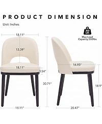 Wooden Dining Chairs Set of 6 Upholstered Dining Chair, Modern Linen Fabric Hollowed Dinner Chair with Leveling Pegs Curved Back for Dining Room