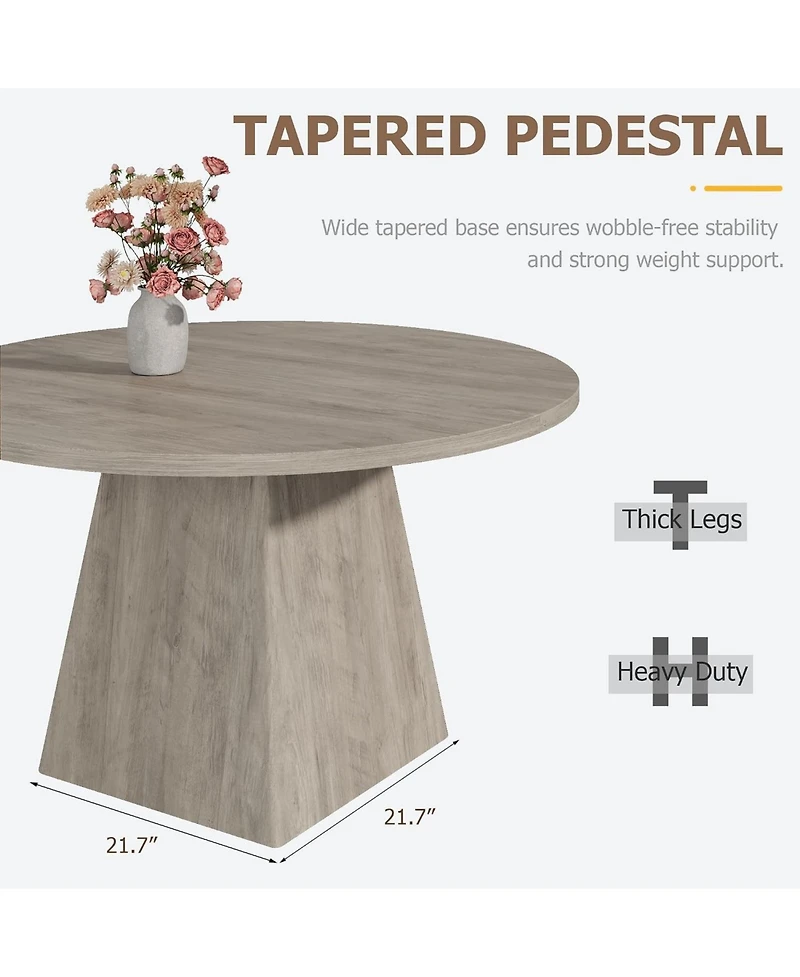 47-Inch Round Pedestal Dining Table, Seats 4-6, Grey, 350 lb Capacity