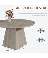 47-Inch Round Pedestal Dining Table, Seats 4-6, Grey, 350 lb Capacity
