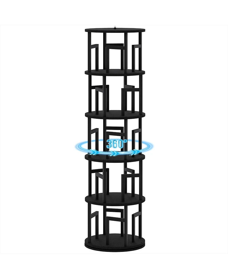 Corner Rotating Bookshelf Tower