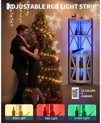 18 x 18 x 60 in Wine Cabinet with Doors and Shelves, Engineered Wood Bar Cabinet with Storage for Living Room Dining Room, White