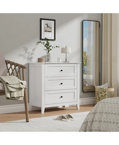 3 Drawer Dresser, 27.5 Inch Bedroom Nightstand, Modern Farmhouse Storage Cabinet, Sofa Side Table for Living Room, Apartment, Entryway