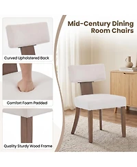 6 Set of Mid-Century Farmhouse Dining Chairs, Upholstered Ergonomic Chairs with Curved Backrest and Wooden Legs for Kitchen, Dining Room, Apartment