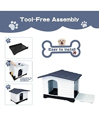 Small/Large Double Door Dog Crate, Indoor Outdoor Pp Pet House for Dogs, Weatherproof Kennel with Locking Doors