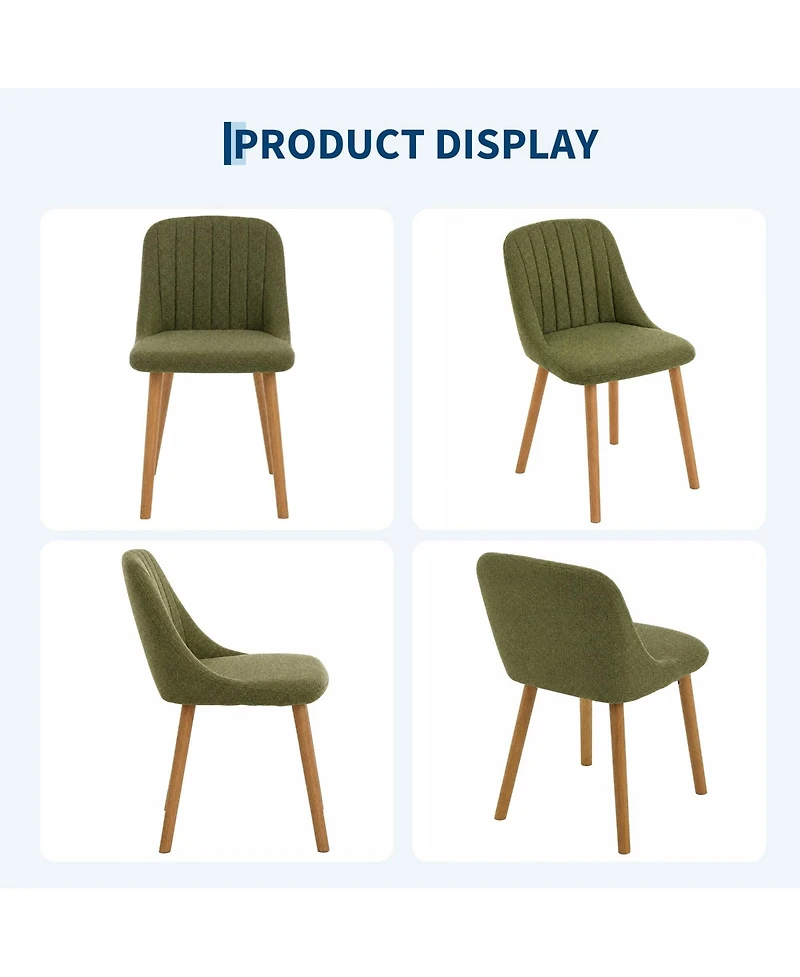 Upholstered Dining Chairs Set of 4, Modern Tufted Accent Chairs with Solid Wood Legs, Supports 300 Lbs for Kitchen Dining Room Vanity