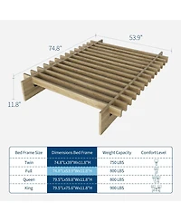 Minimalist Low Profile Platform Bed Frame, Noise-Free Slat Support, No Box Spring Needed