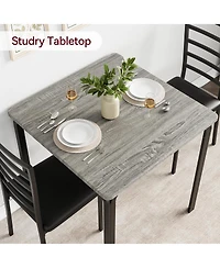 39" x 21" Dining Set with Wine Rack and 2 Stools, Engineered Wood Kitchen Table and Stools for Dining Room Small Space, Brown/Black