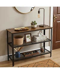 40" Industrial 3-Tier Console Table with Mesh Shelves